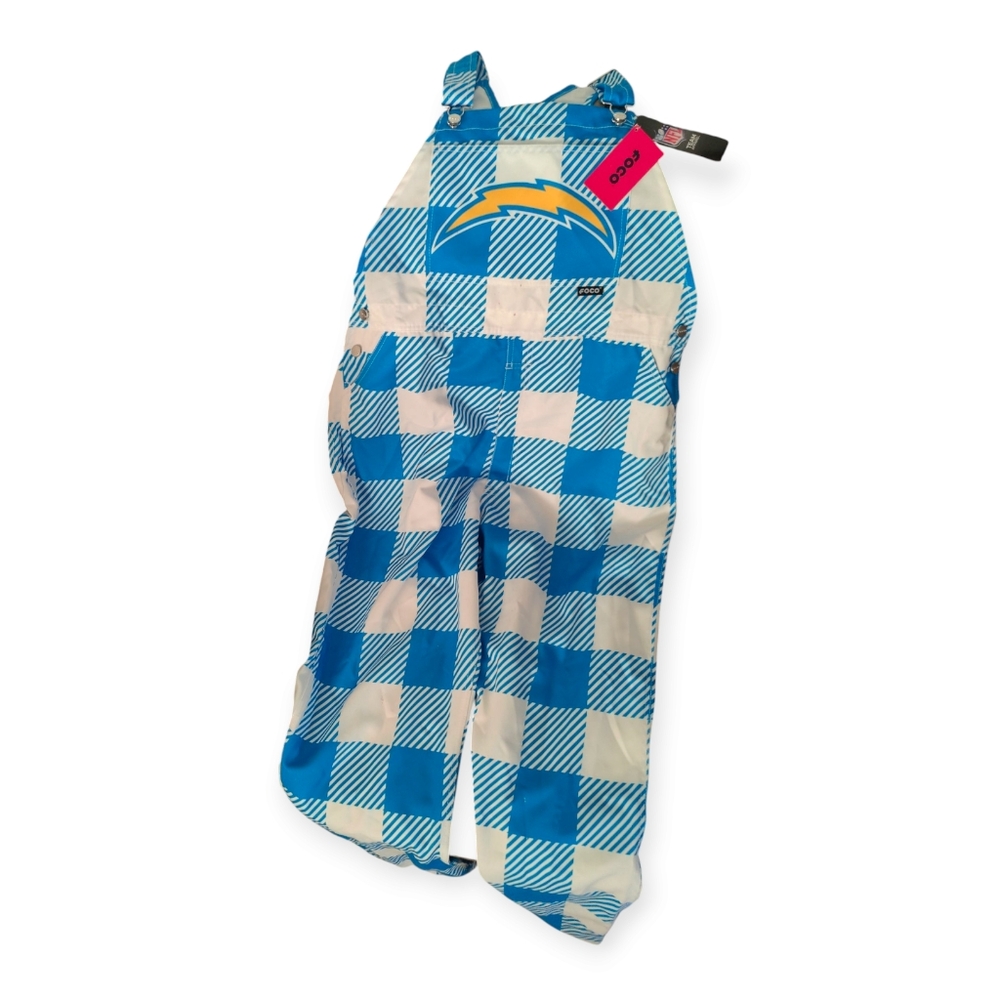 Men's Los Angeles Chargers FOCO Powder Blue Big Logo Plaid Overalls